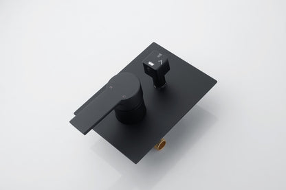 Matte Black 12 inches Rain Shower Faucet Sets with Waterfall Tub Spout and Handheld Shower Head image 7