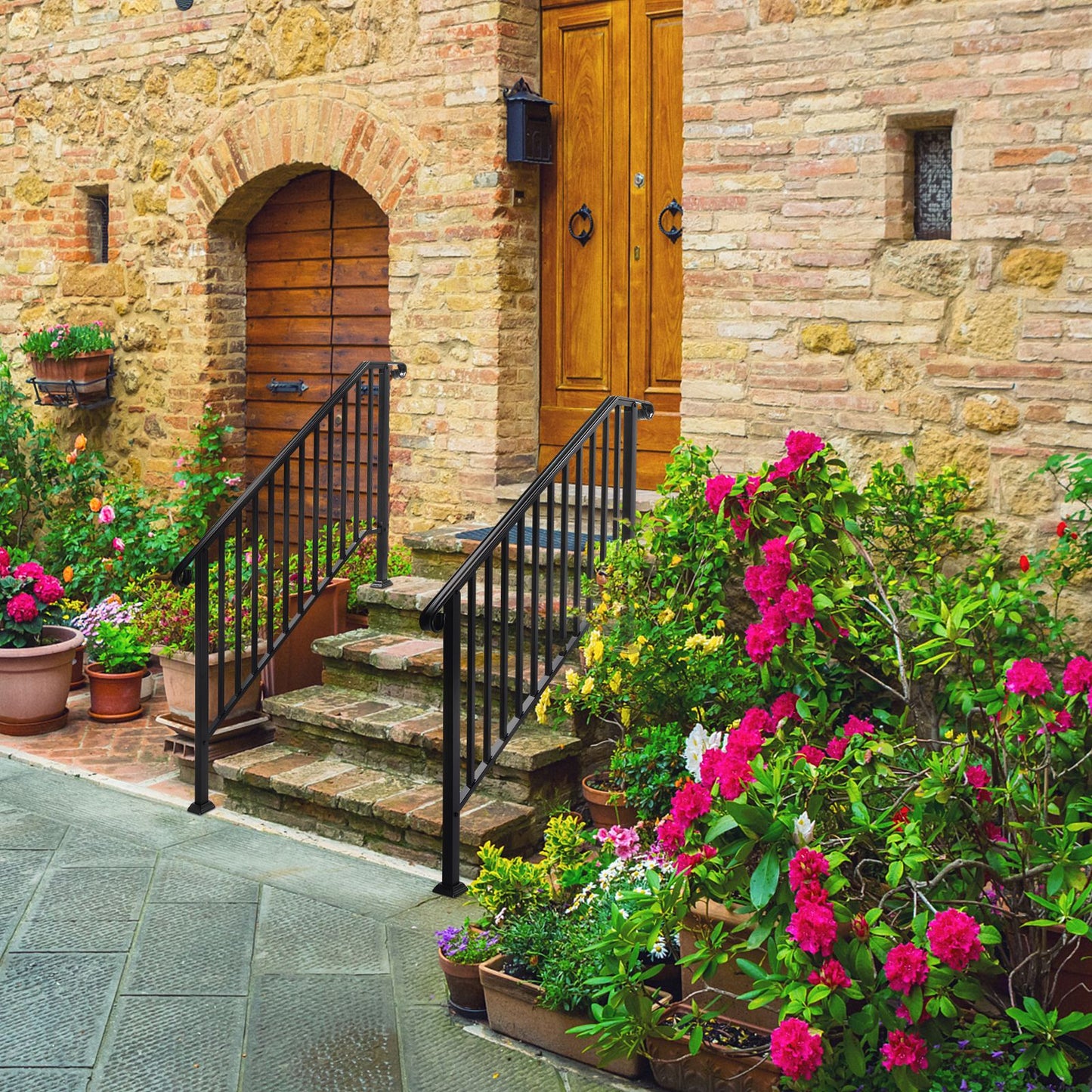 Matte Black Outdoor 4 Level Iron Handrail image 5