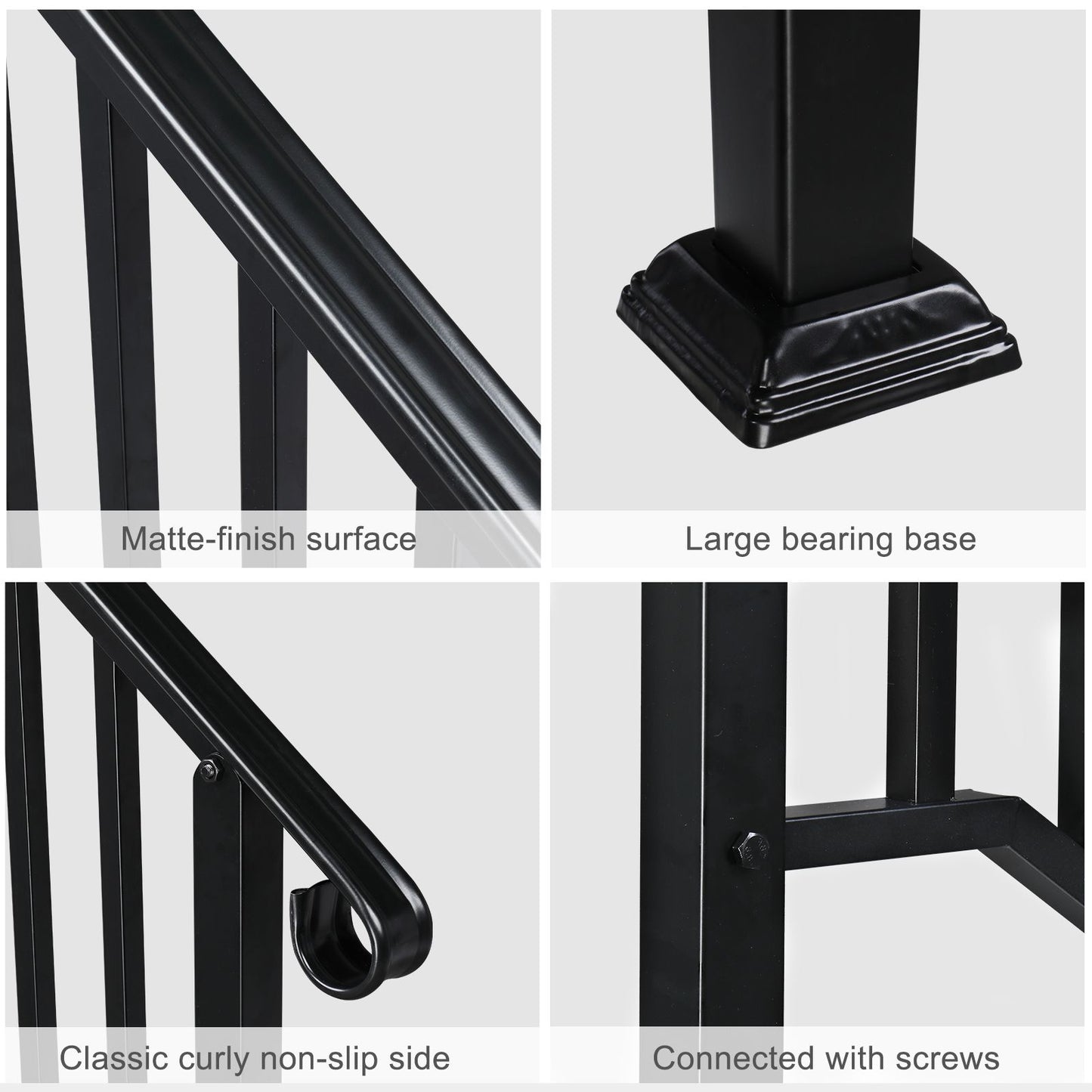 Matte Black Outdoor 4 Level Iron Handrail image 4