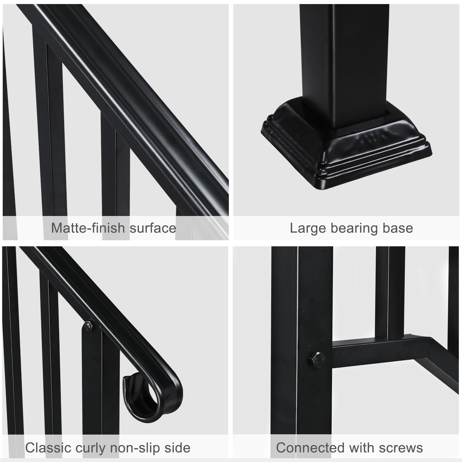 Matte Black Outdoor 4 Level Iron Handrail image 4