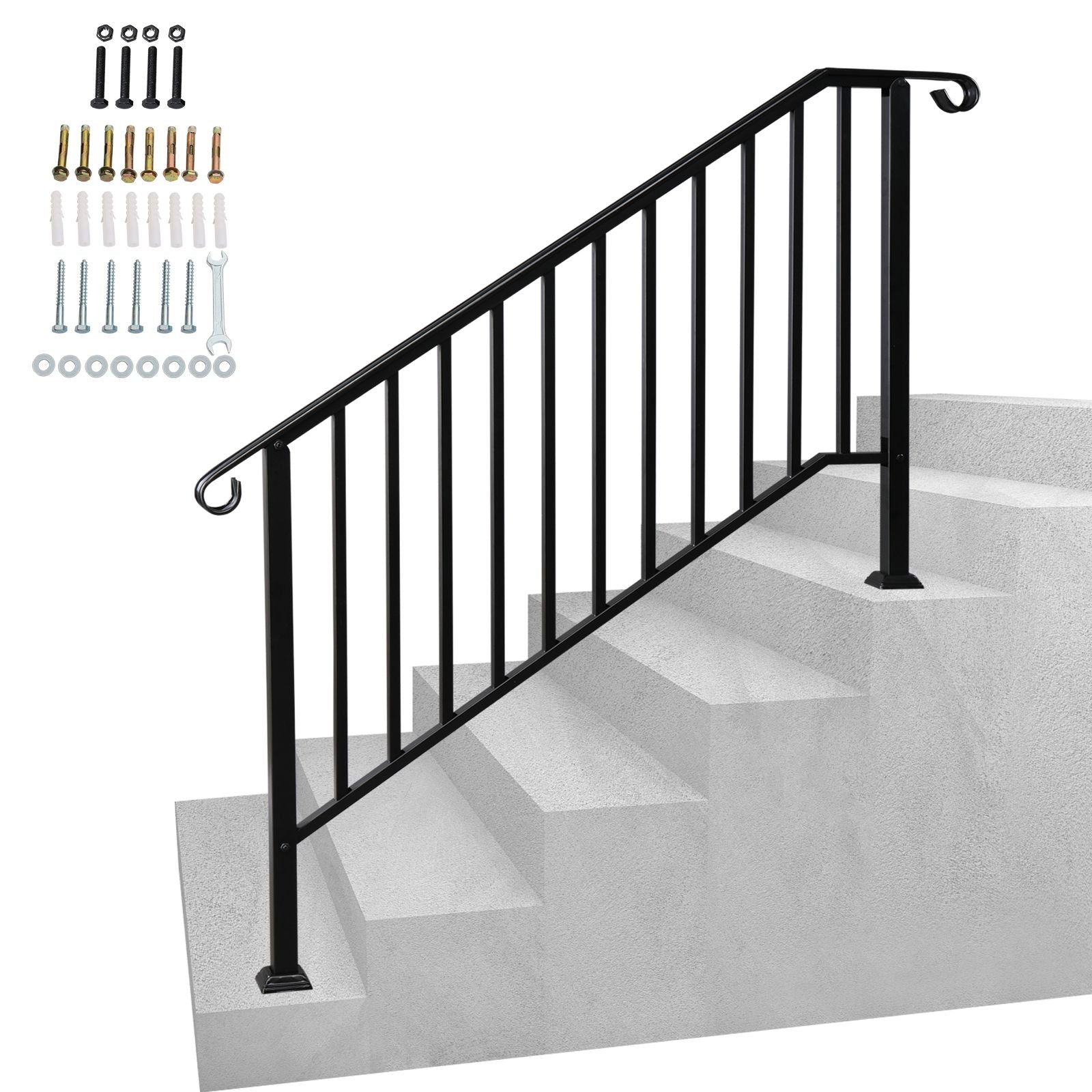 Matte Black Outdoor 4 Level Iron Handrail image 1