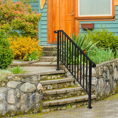Matte Black Outdoor 4 Level Iron Handrail image 6