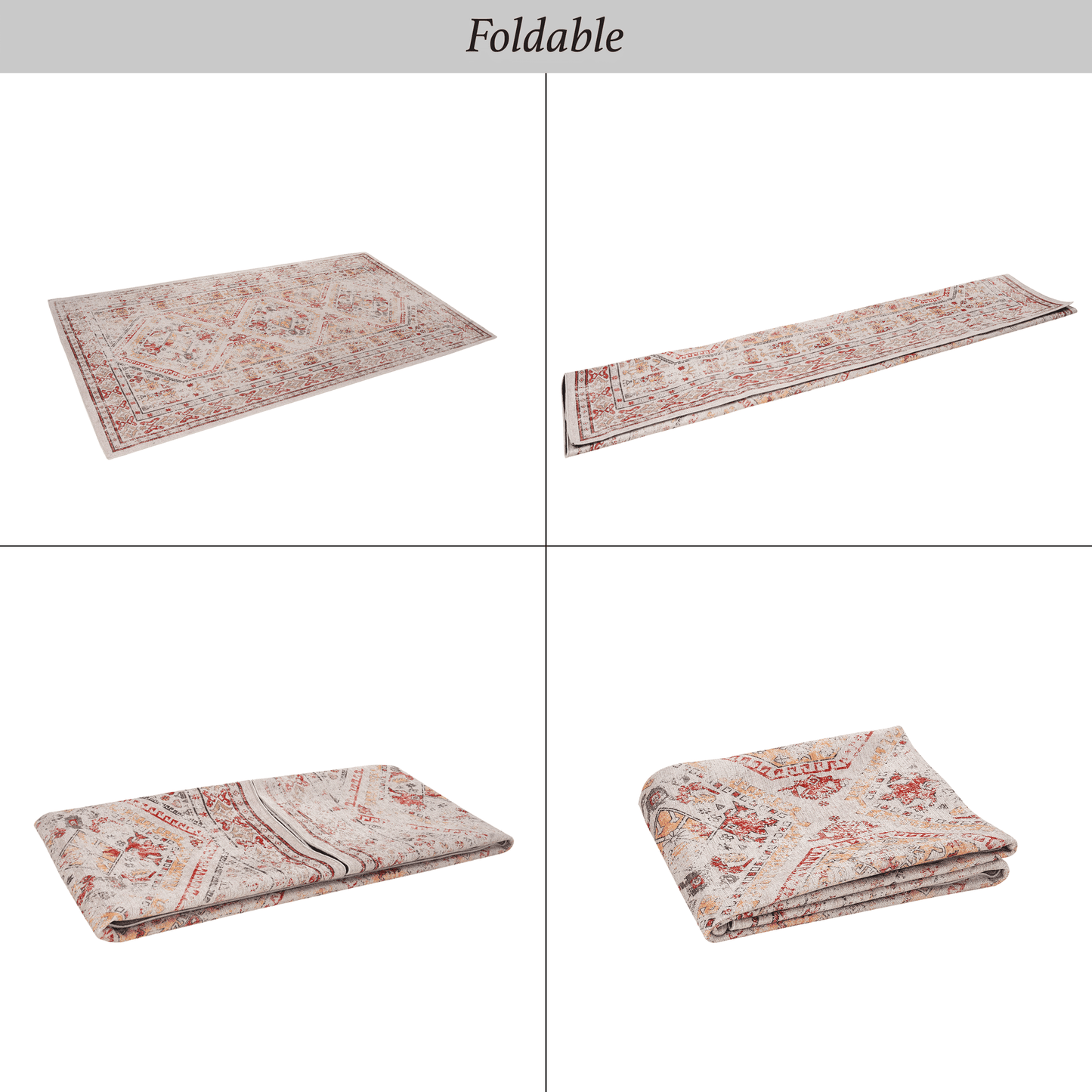 MAVAL Beige Washable Rug 6x9 Area Rug (Beige, 6' x 9') image 8