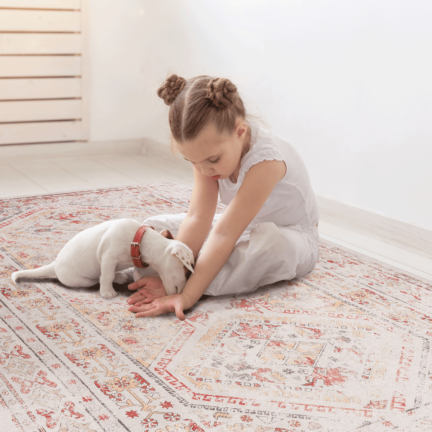 MAVAL Beige Washable Rug 6x9 Area Rug (Beige, 6' x 9') image 6