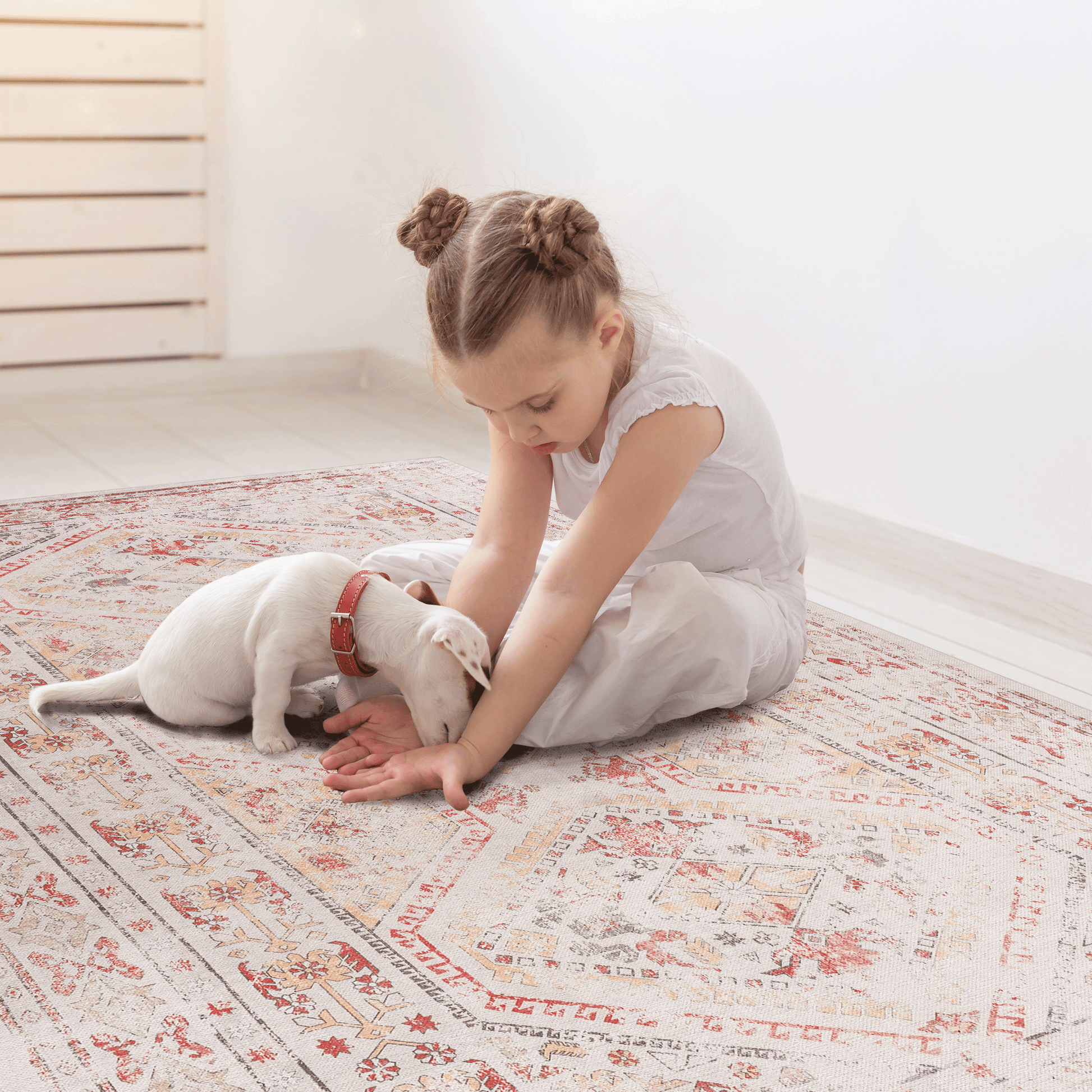 MAVAL Beige Washable Rug 6x9 Area Rug (Beige, 6' x 9') image 6