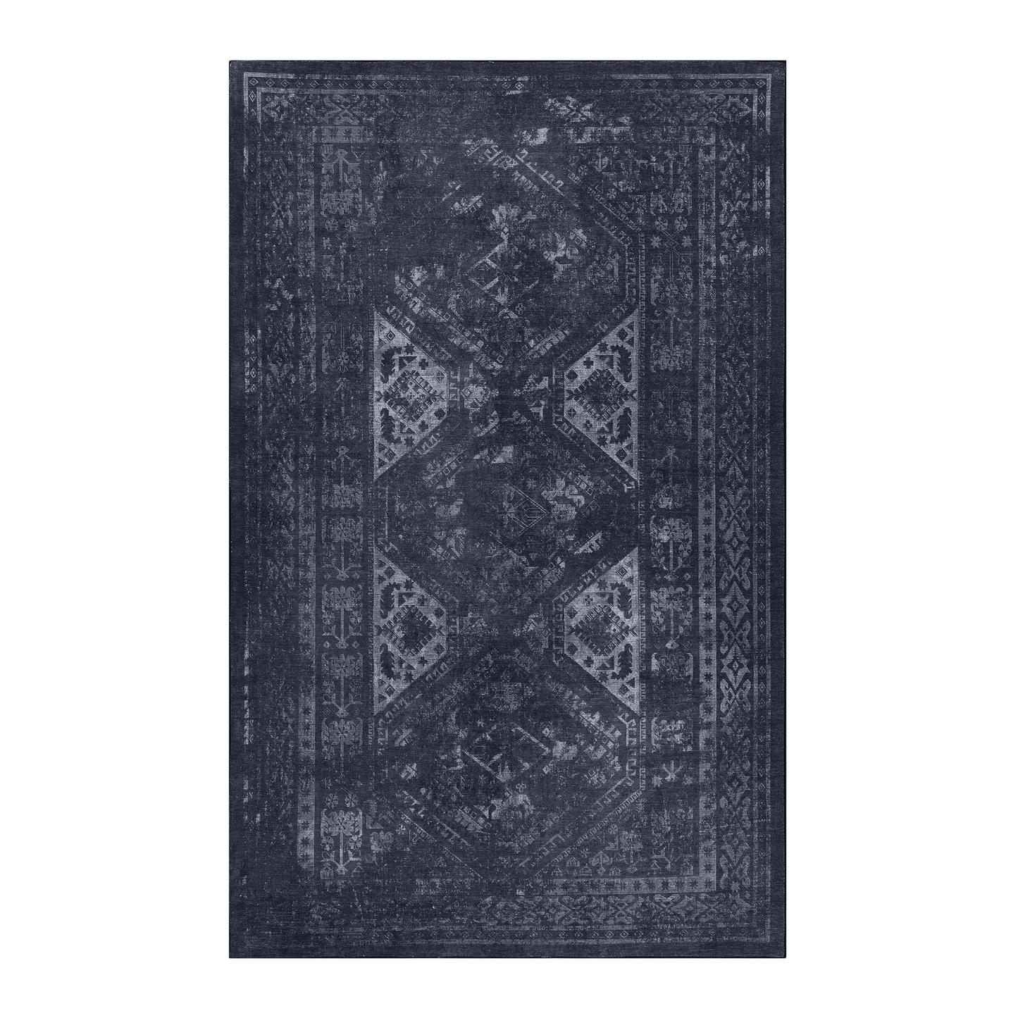 MAVAL Black Washable Rug 2' x 3' Doormat Rug (Black+Gray, 2' x 3') image 2