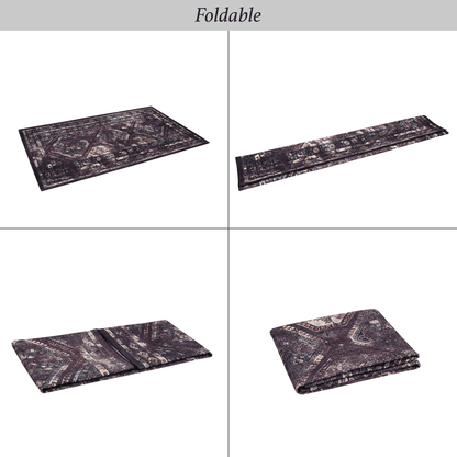 MAVAL Black Washable Rug 3x5 Area Rug (Black+Burgundy, 3' x 5') image 8