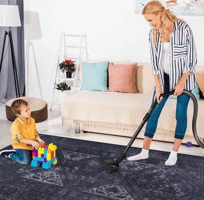 MAVAL Black Washable Rug 4x6 Area Rug (Black+Gray, 4' x 6') image 4