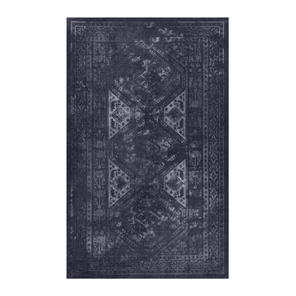 MAVAL Black Washable Rug 4x6 Area Rug (Black+Gray, 4' x 6') image 1