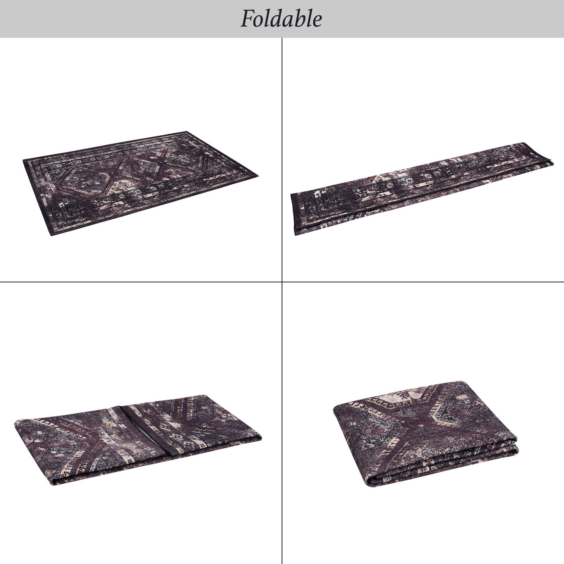 MAVAL Black Washable Rug 5x8 Area Rug (Black+Burgundy, 5' x 8') image 8