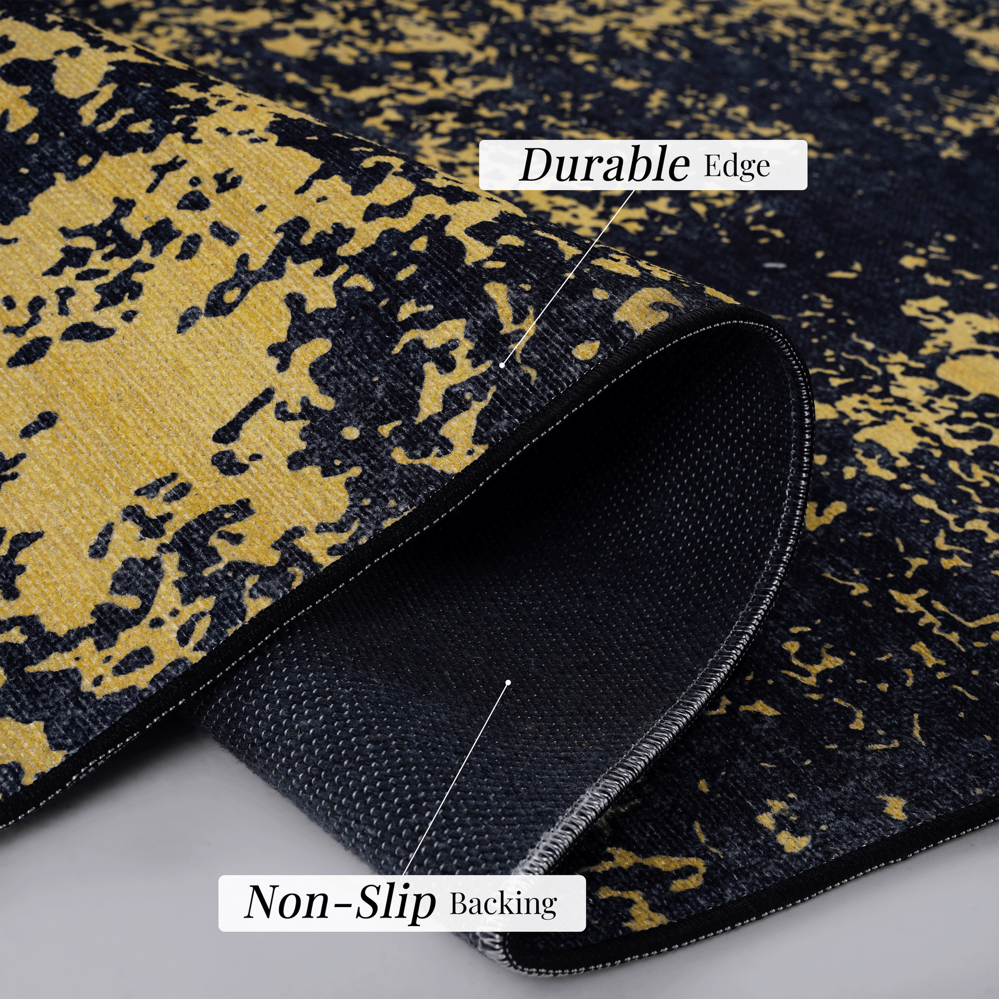 MAVAL Black Washable Rug 5x8 Area Rug (Black+Gold, 5' x 8') image 8