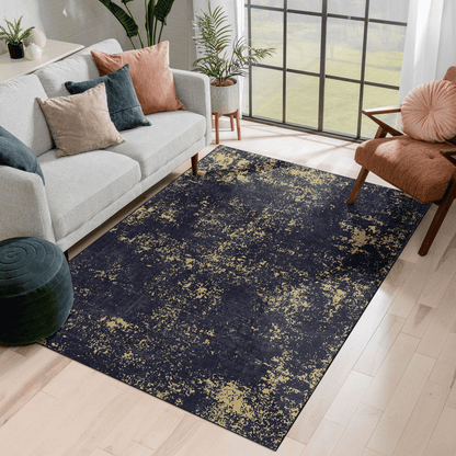 MAVAL Black Washable Rug 6x9 Area Rug (Black+Gold, 6' x 9') image 1