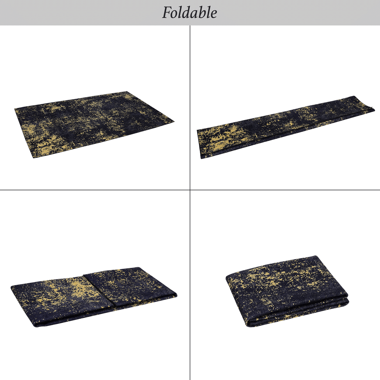MAVAL Black Washable Rug 9x12 Area Rug (Black+Gold, 9'x12') image 8