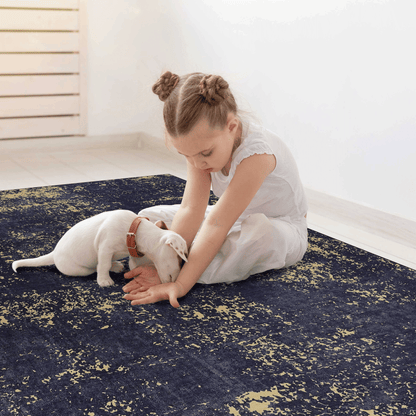 MAVAL Black Washable Rug 9x12 Area Rug (Black+Gold, 9'x12') image 6