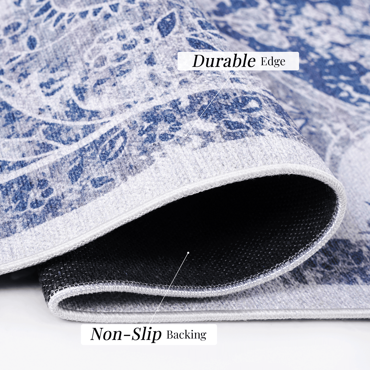 MAVAL Blue Washable Rug 8x10 Area Rug (Blue, 8' x 10') image 7