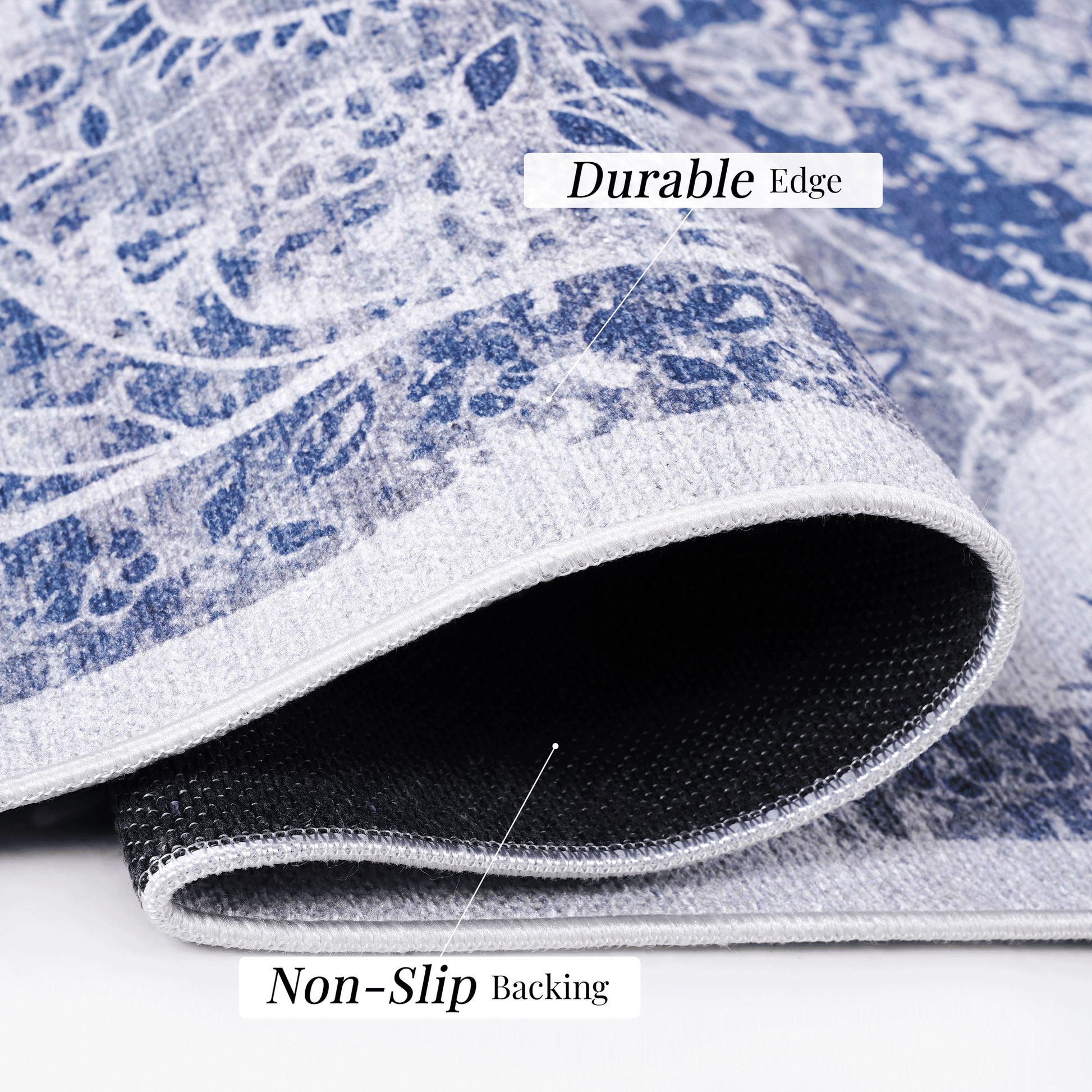 MAVAL Blue Washable Rug 8x10 Area Rug (Blue, 8' x 10') image 7