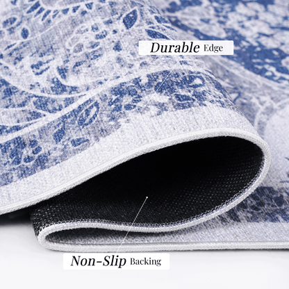 MAVAL Blue Washable Rug 8x10 Area Rug (Blue, 8' x 10') image 7