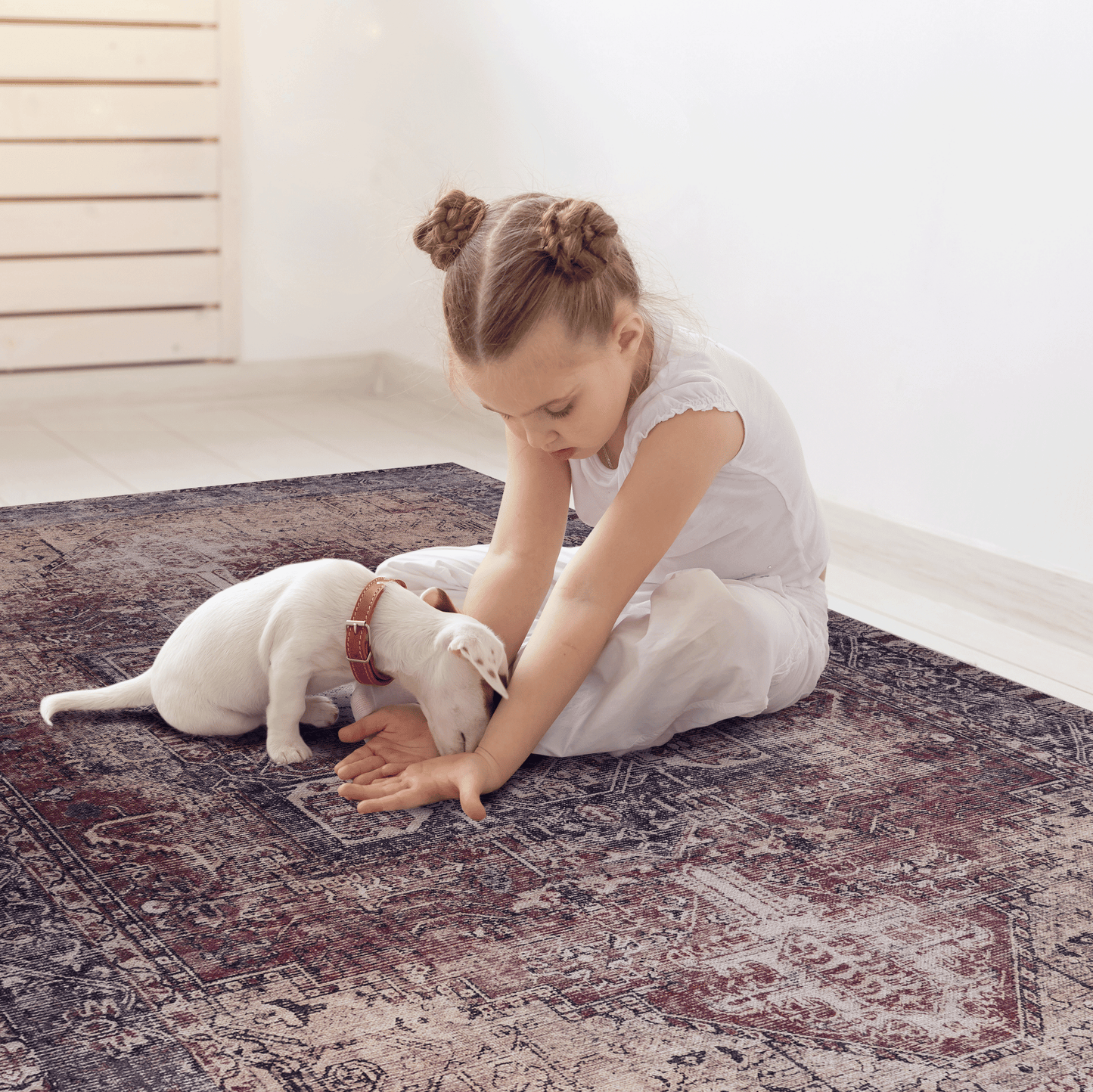 MAVAL Burgundy Washable Rug 4x6 Area Rug (Burgundy, 4' x 6') image 5