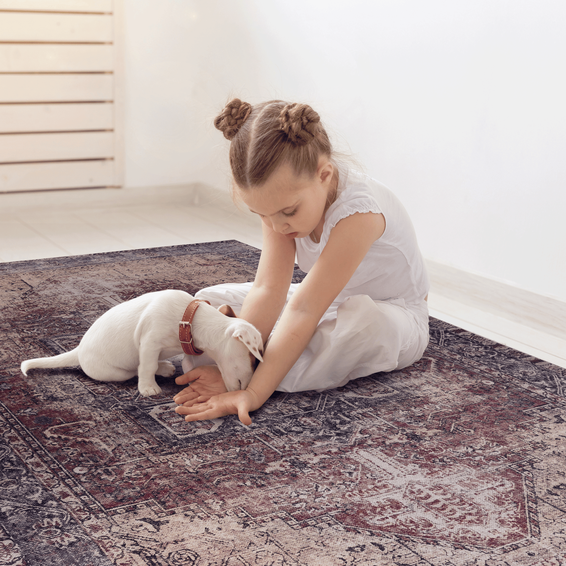 MAVAL Burgundy Washable Rug 4x6 Area Rug (Burgundy, 4' x 6') image 5