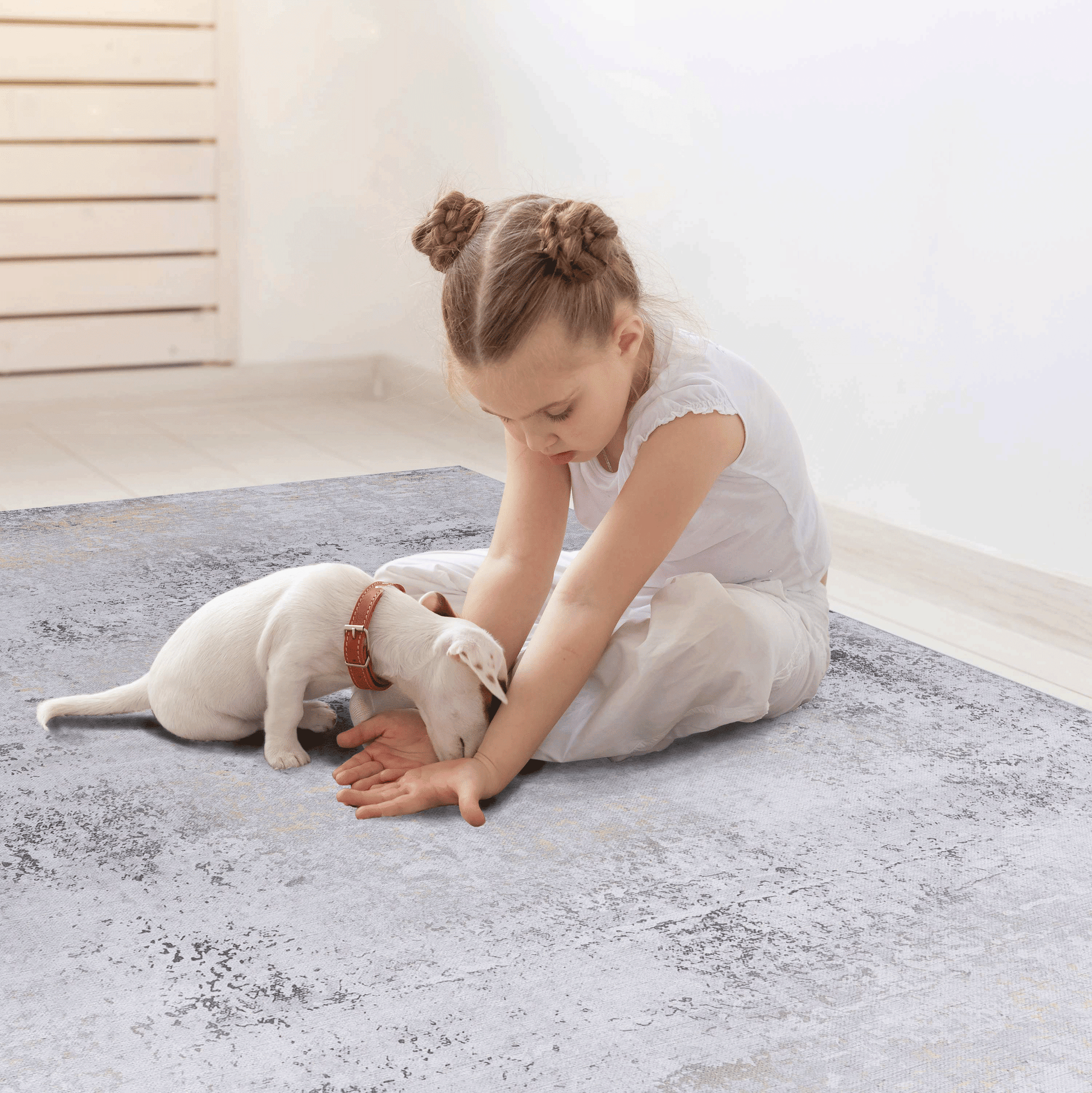 MAVAL Gold Washable Rug 4x6 Area Rug (Gray+Gold, 4' x 6') image 6