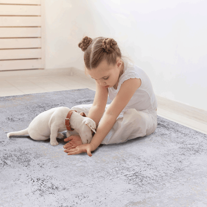 MAVAL Gold Washable Rug 4x6 Area Rug (Gray+Gold, 4' x 6') image 6