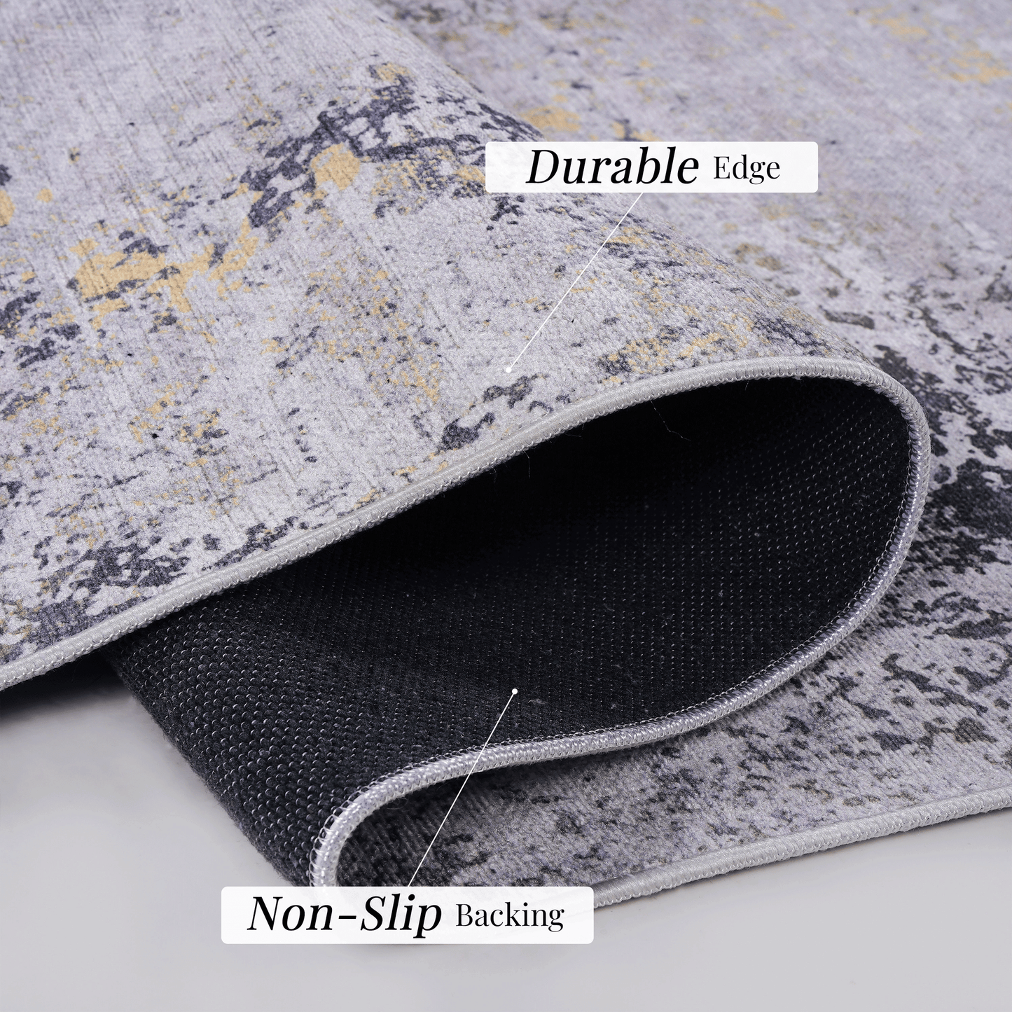 MAVAL Gold Washable Rug 4x6 Area Rug (Gray+Gold, 4' x 6') image 8