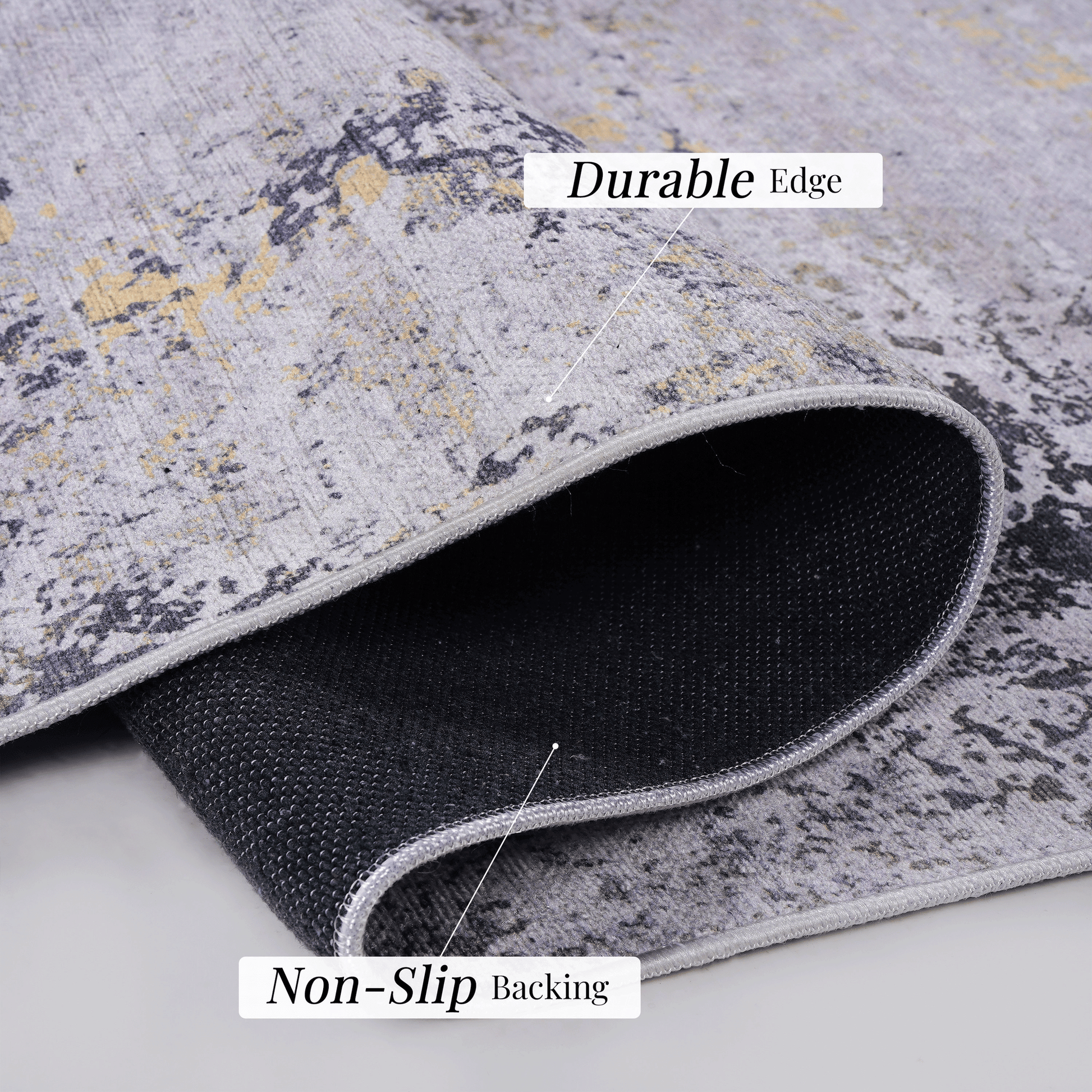 MAVAL Gold Washable Rug 4x6 Area Rug (Gray+Gold, 4' x 6') image 8