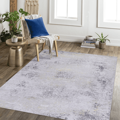 MAVAL Gold Washable Rug 4x6 Area Rug (Gray+Gold, 4' x 6') image 1