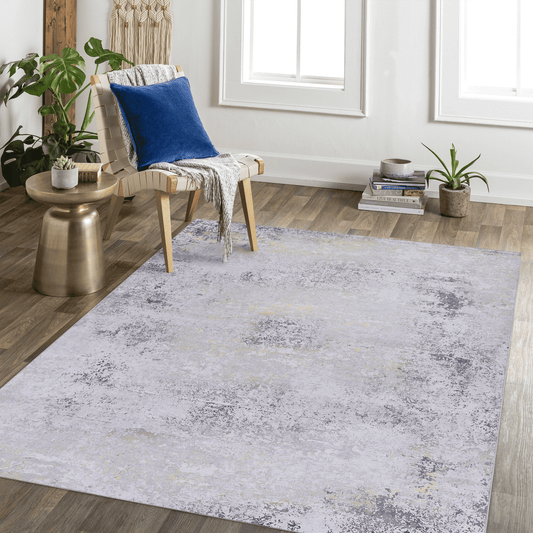 MAVAL Gold Washable Rug 8x10 Area Rug (Gray+Gold, 8' x 10') image 1