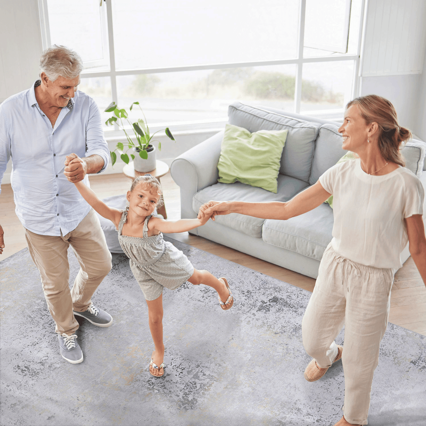 MAVAL Gold Washable Rug 8x10 Area Rug (Gray+Gold, 8' x 10') image 5