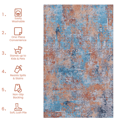 MAVAL Multi Washable Rug 3x5 Area Rug (Multi, 3' x 5') image 6