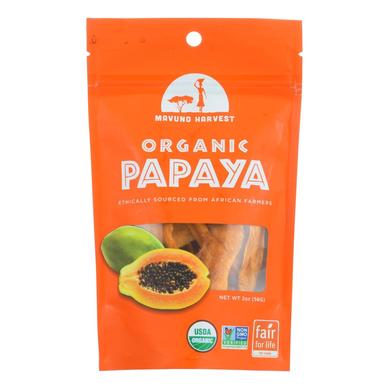 Mavuno Harvest Organic Dried Fruits - Papaya - Case Of 6 - 2 Oz. image 1