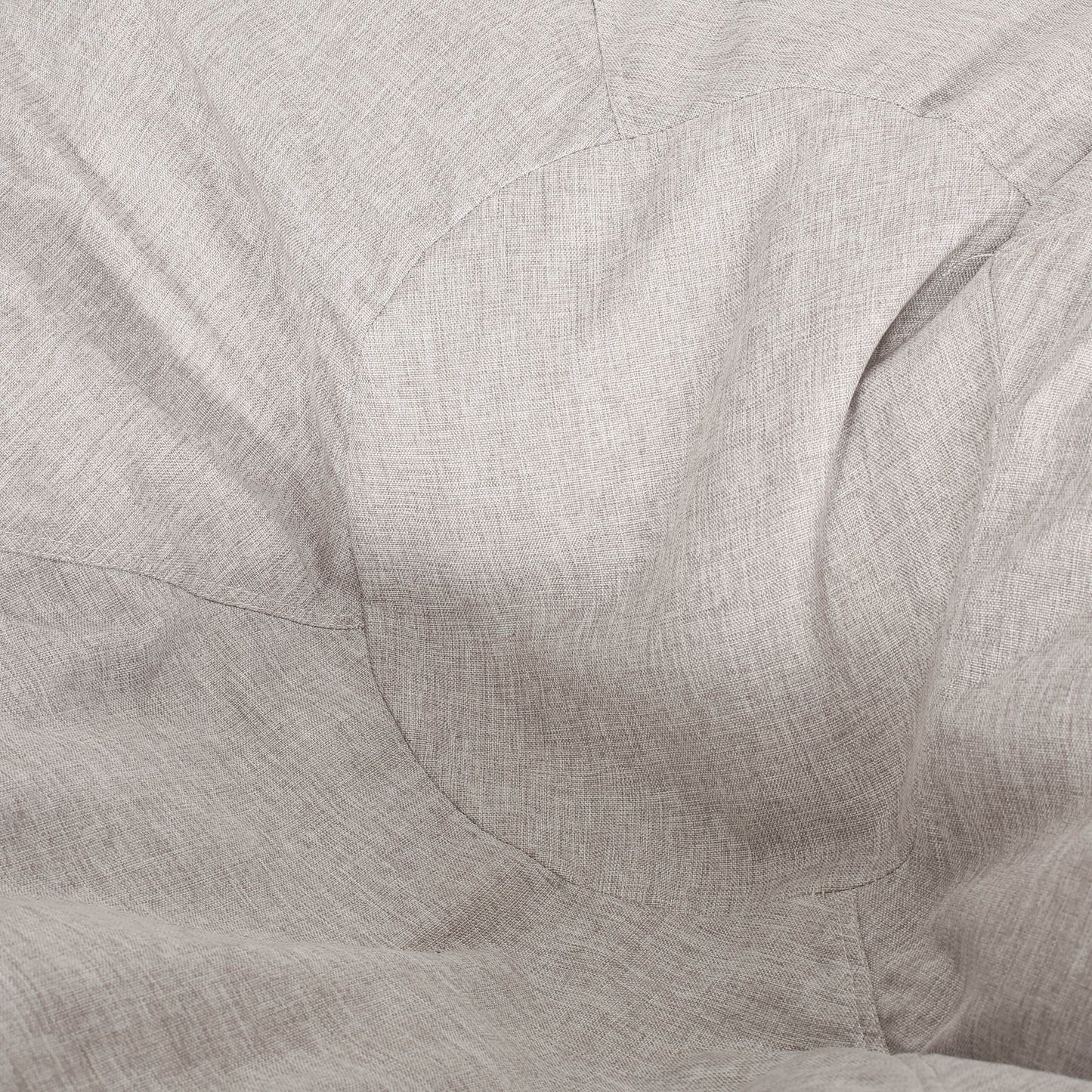 Maxi 5 Foot Two color Fabric and Faux Leather Rounded Bean Bag, Light Grey and Coffee Brown image 3