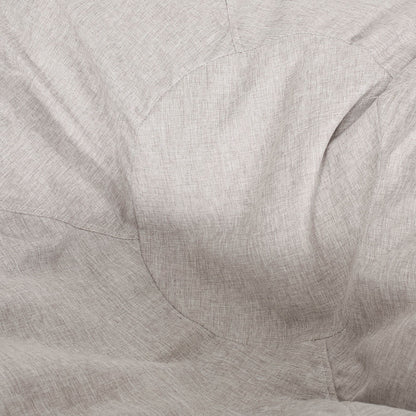 Maxi 5 Foot Two color Fabric and Faux Leather Rounded Bean Bag, Light Grey and Coffee Brown image 3