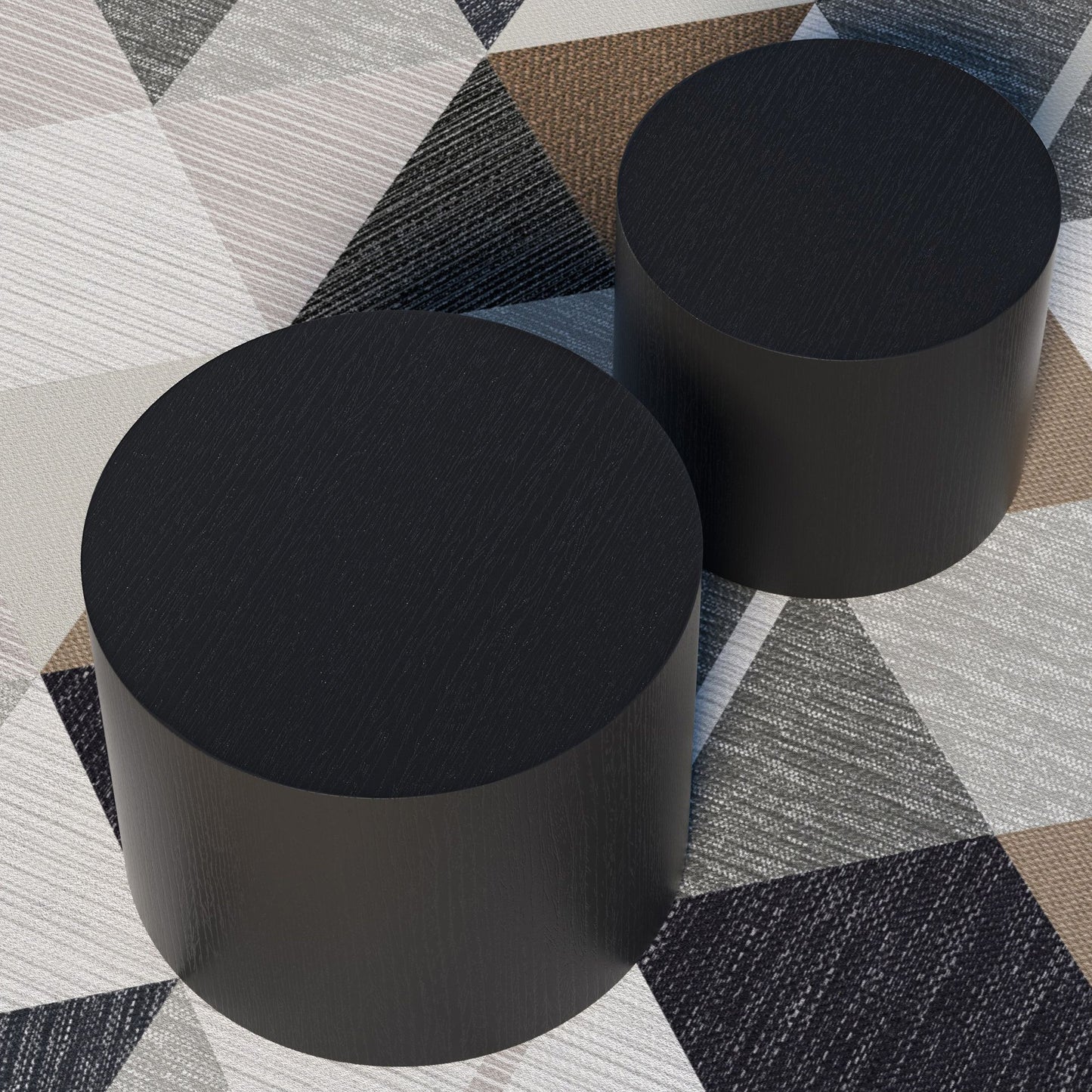 MDF with ash/oak/walnut veneer side table/coffee table/end table/nesting table set of 2 for living room,office,bedroom B image 8