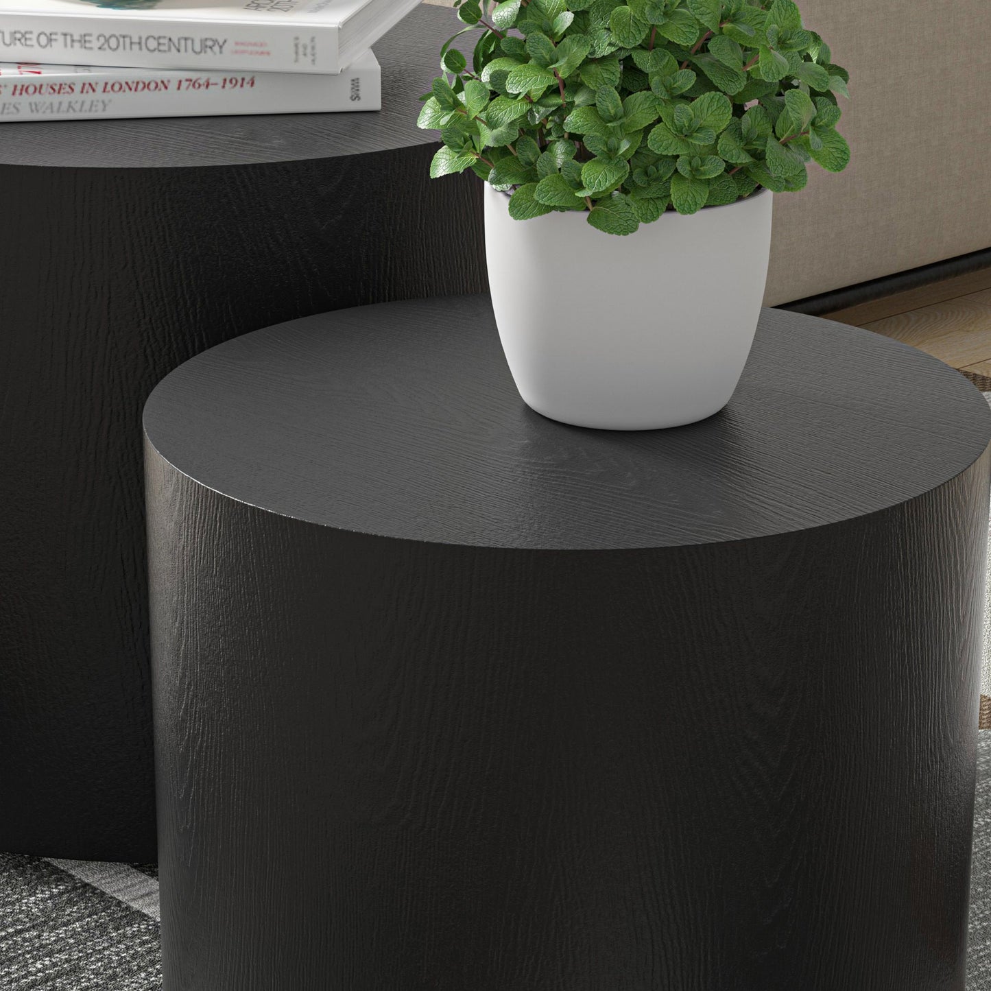 MDF with ash/oak/walnut veneer side table/coffee table/end table/nesting table set of 2 for living room,office,bedroom B image 5