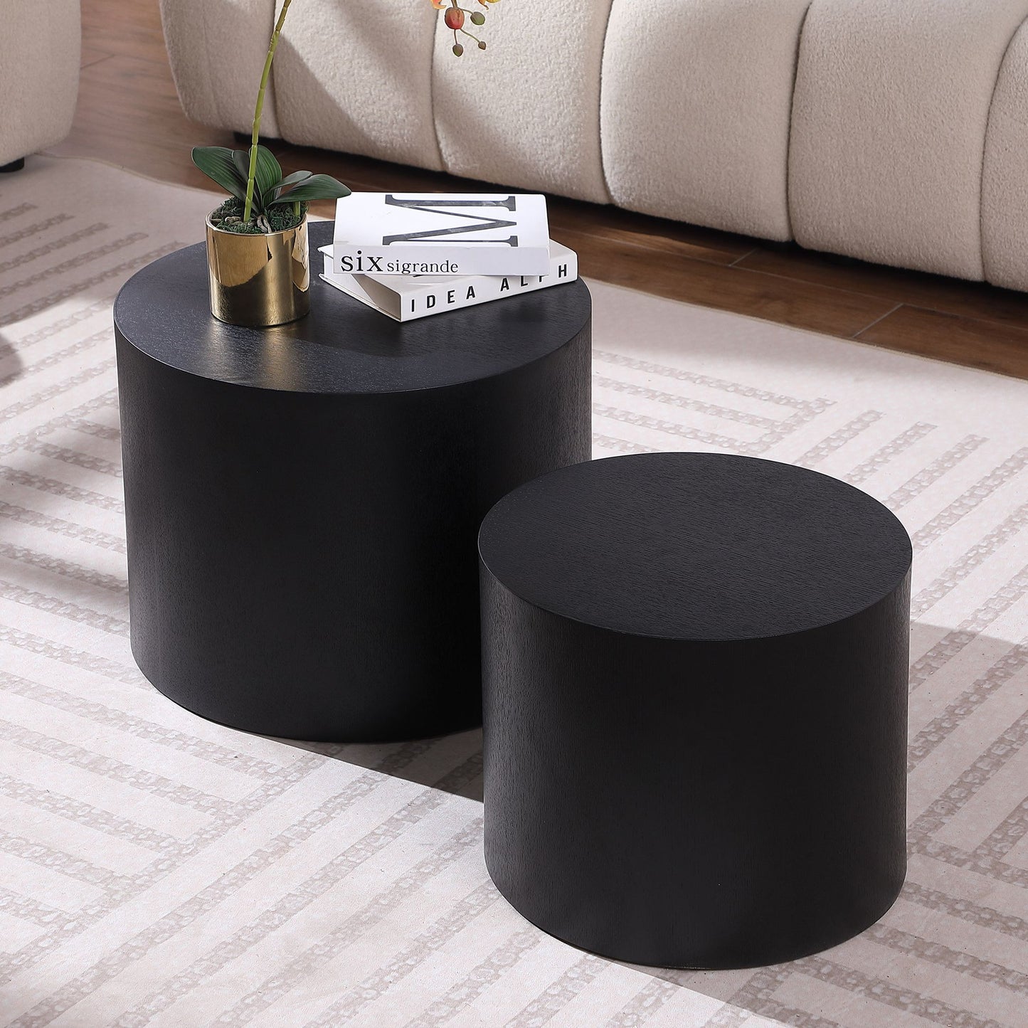 MDF with ash/oak/walnut veneer side table/coffee table/end table/nesting table set of 2 for living room,office,bedroom B image 4