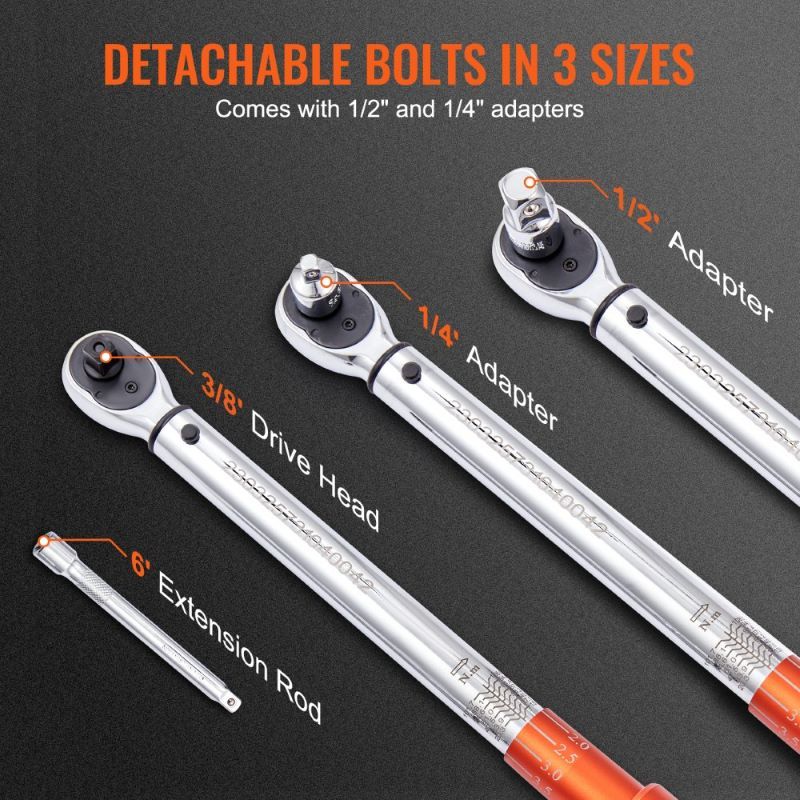 Mechanical Dual Range Scales Torque Wrench Kit with Adapters Extension Rod image 14