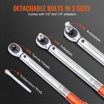 Mechanical Dual Range Scales Torque Wrench Kit with Adapters Extension Rod image 14
