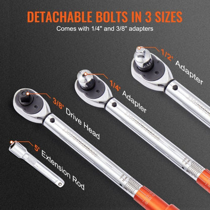Mechanical Dual Range Scales Torque Wrench Kit with Adapters Extension Rod image 20