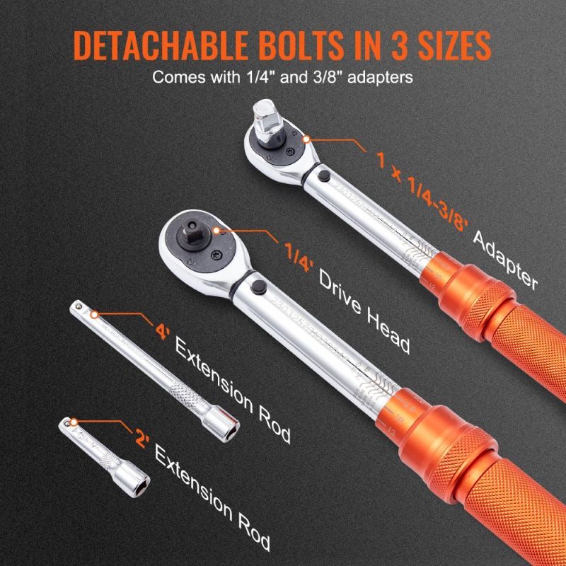 Mechanical Dual Range Scales Torque Wrench Kit with Adapters Extension Rod image 4