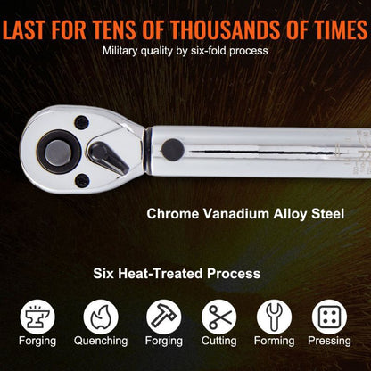 Mechanical Dual Range Scales Torque Wrench Kit with Adapters Extension Rod image 7