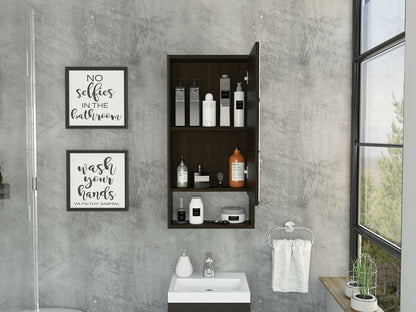 Medicine Cabinet Irvine, One External Shelf, Black Wengue Finish image 1