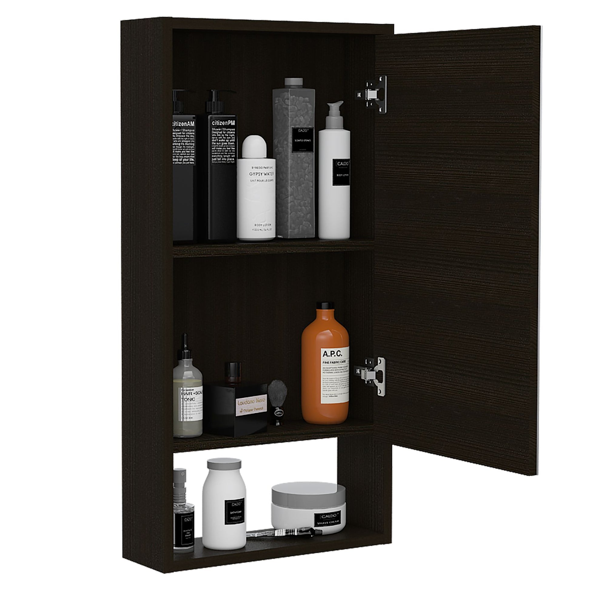 Medicine Cabinet Irvine, One External Shelf, Black Wengue Finish image 10