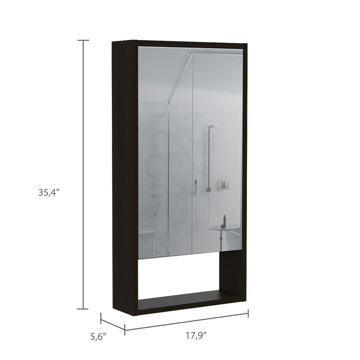 Medicine Cabinet Irvine, One External Shelf, Black Wengue Finish image 4