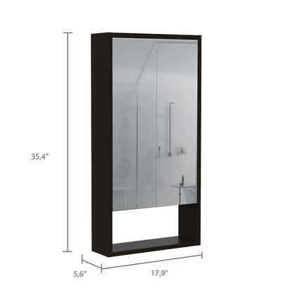 Medicine Cabinet Irvine, One External Shelf, Black Wengue Finish image 4