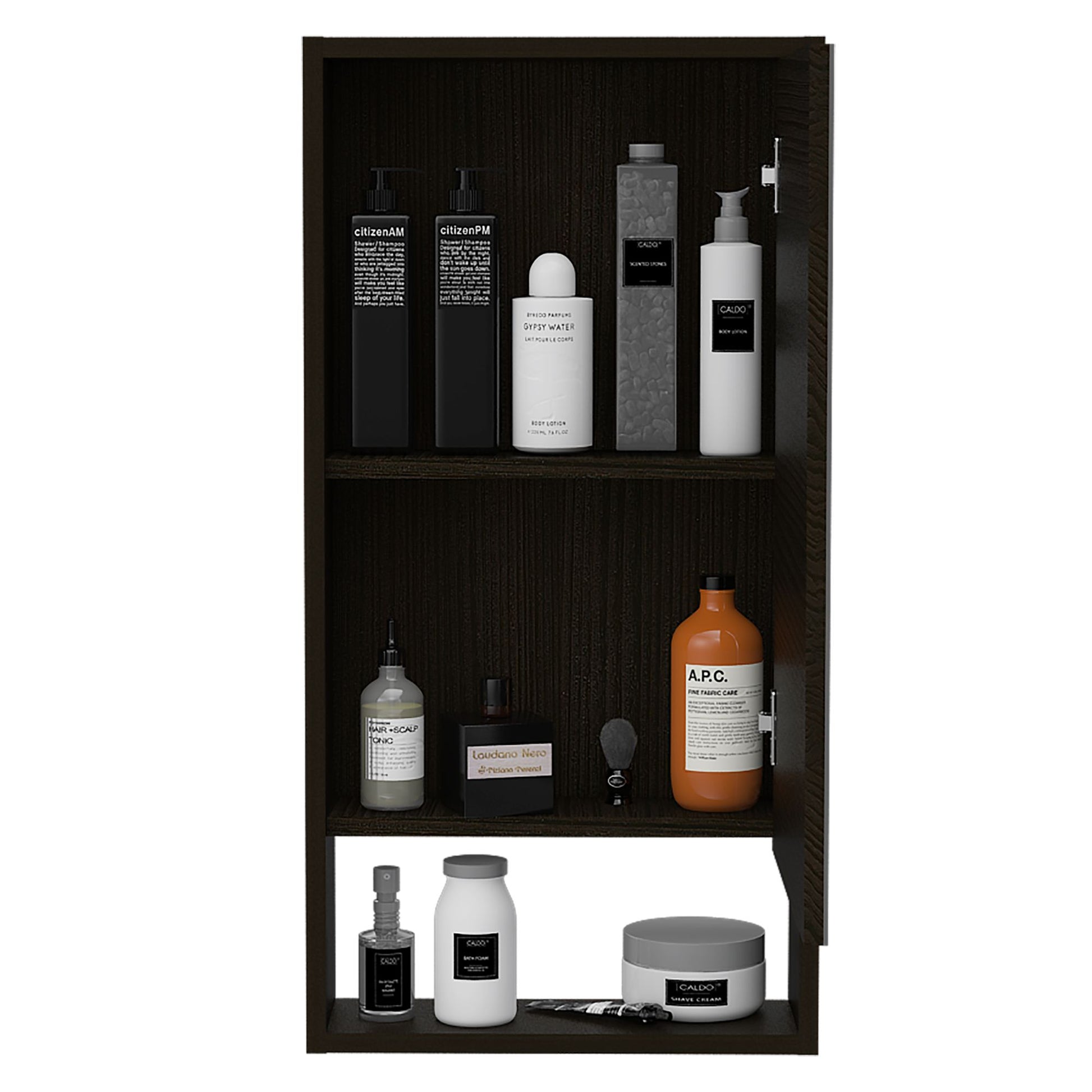 Medicine Cabinet Irvine, One External Shelf, Black Wengue Finish image 5