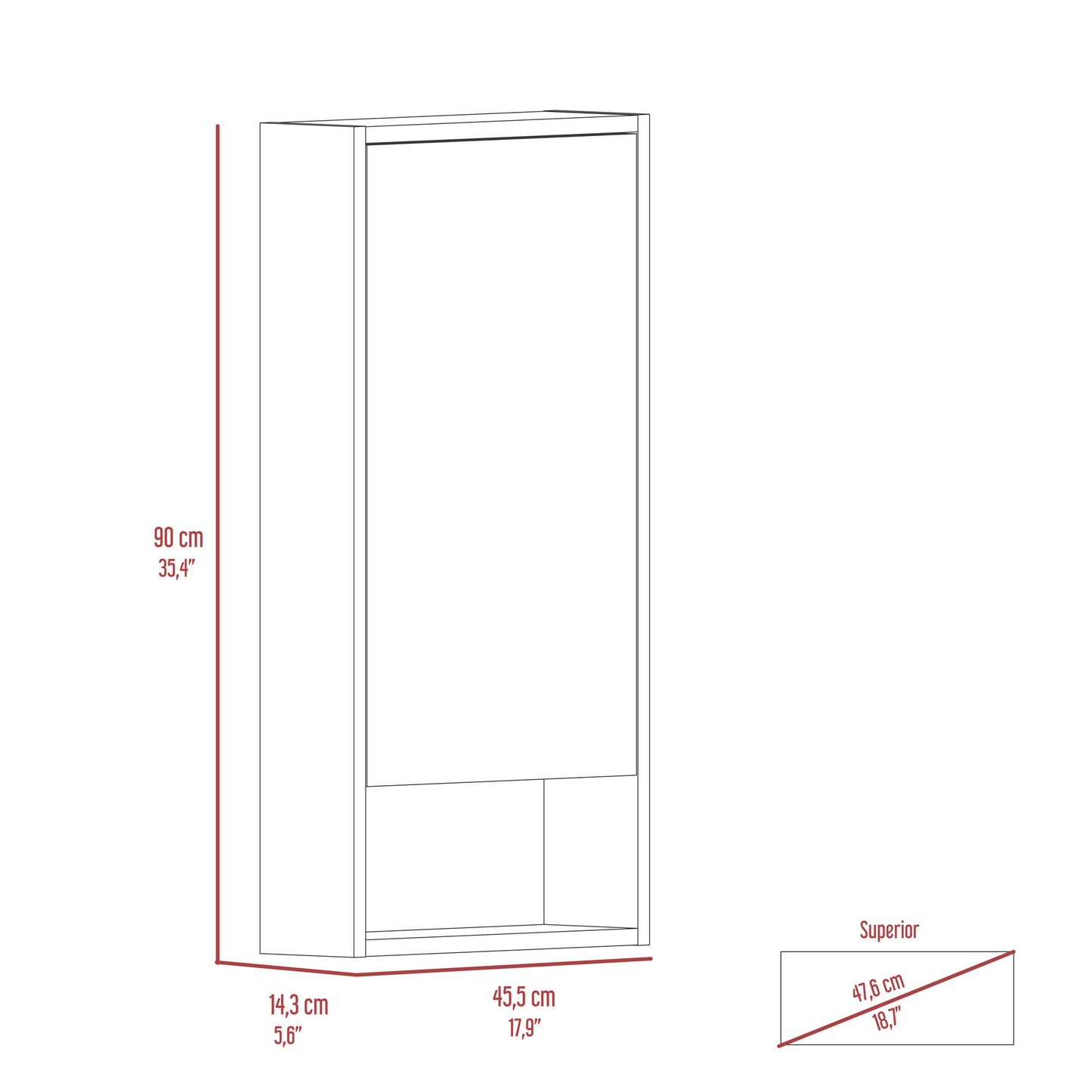 Medicine Cabinet Irvine, One External Shelf, Black Wengue Finish image 2