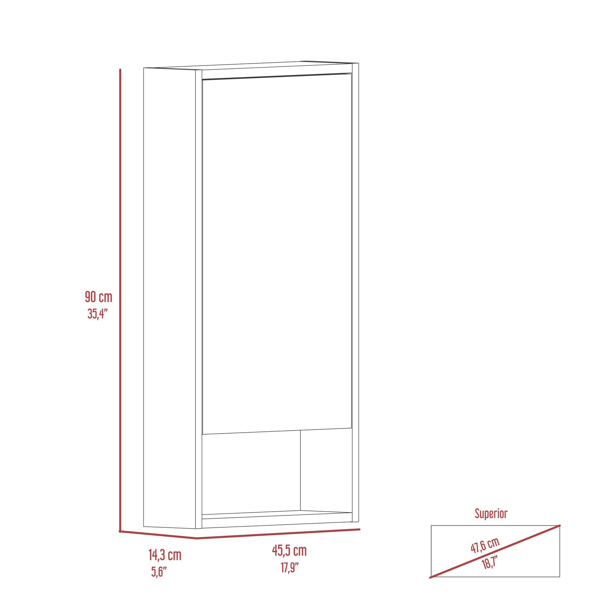 Medicine Cabinet Irvine, One External Shelf, Black Wengue Finish image 2