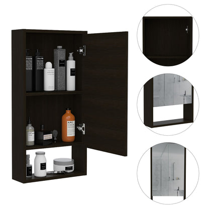 Medicine Cabinet Irvine, One External Shelf, Black Wengue Finish image 9